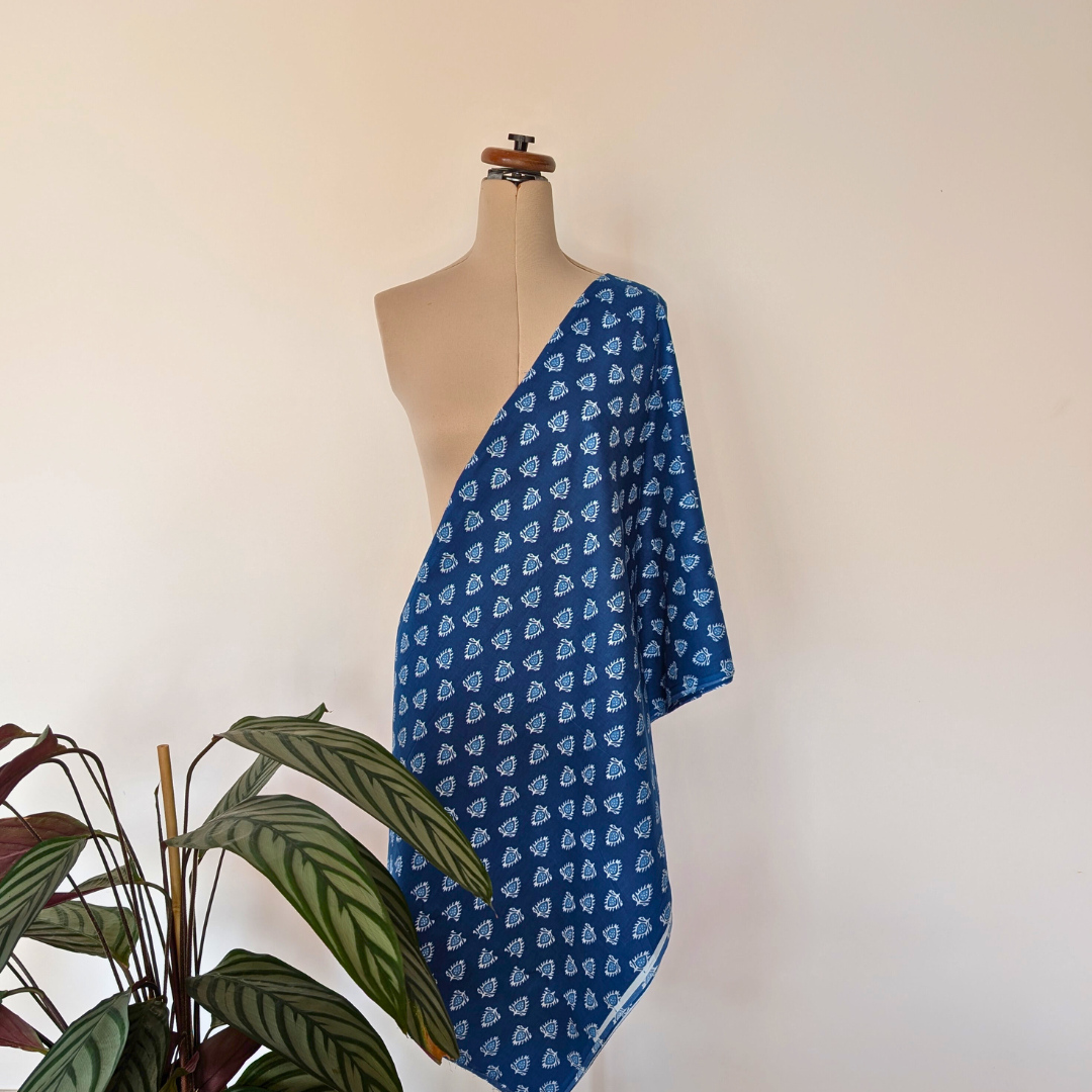 Royal blue printed Indian cotton