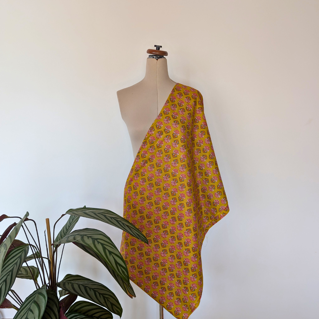 Happy yellow printed Indian cotton