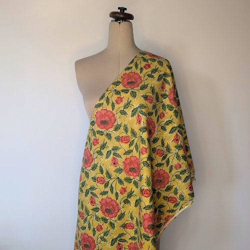 English rose yellow Jaipur handblock print