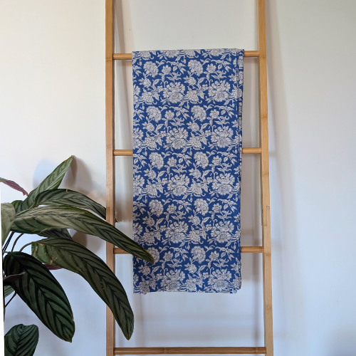 Clear blue sky floral Jaipur handblock print
