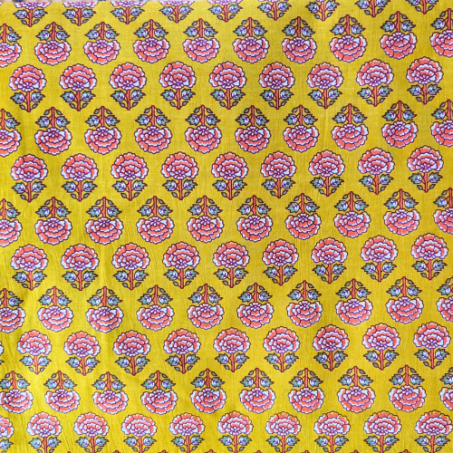 Happy yellow printed Indian cotton