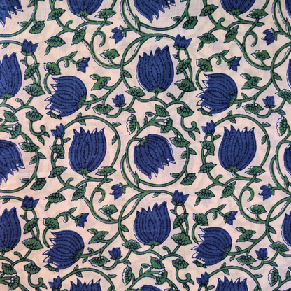Elegant blue and white floral Jaipur handblock print