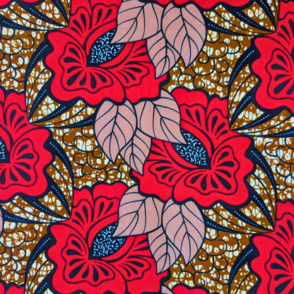 Red floral East African Kitenge