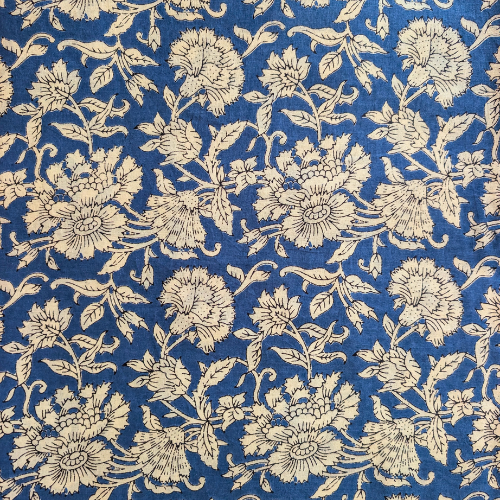 Clear blue sky floral Jaipur handblock print
