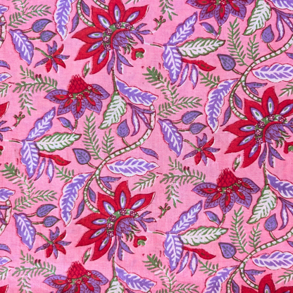 Barbie pink floral Jaipur handblock print