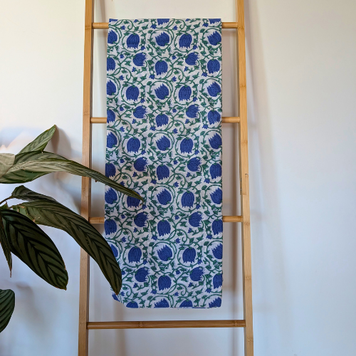 Elegant blue and white floral Jaipur handblock print