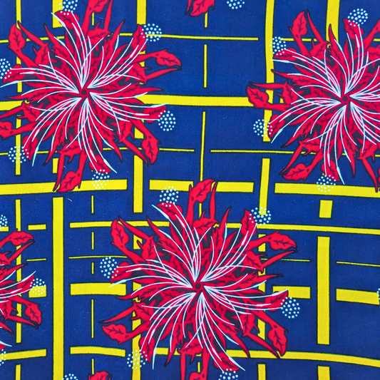 Flowers and stripes East African Kitenge