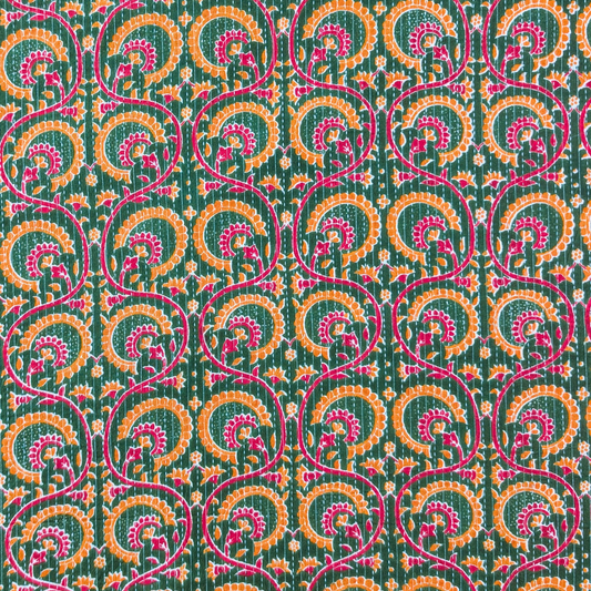 Wild forest green kantha