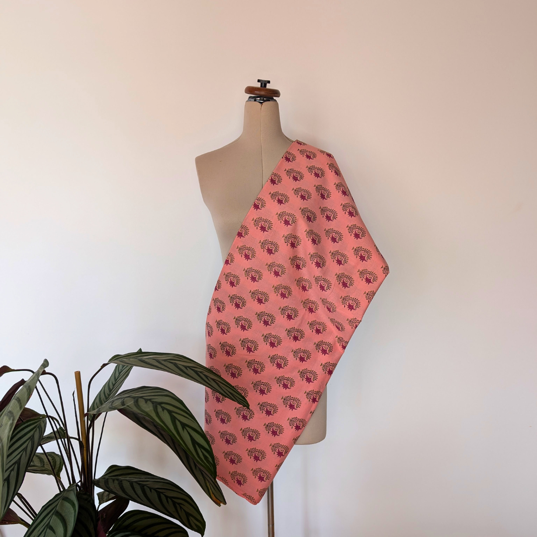 Rose pink printed Indian cotton
