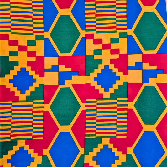 Multi-colour geometric East African Kitenge