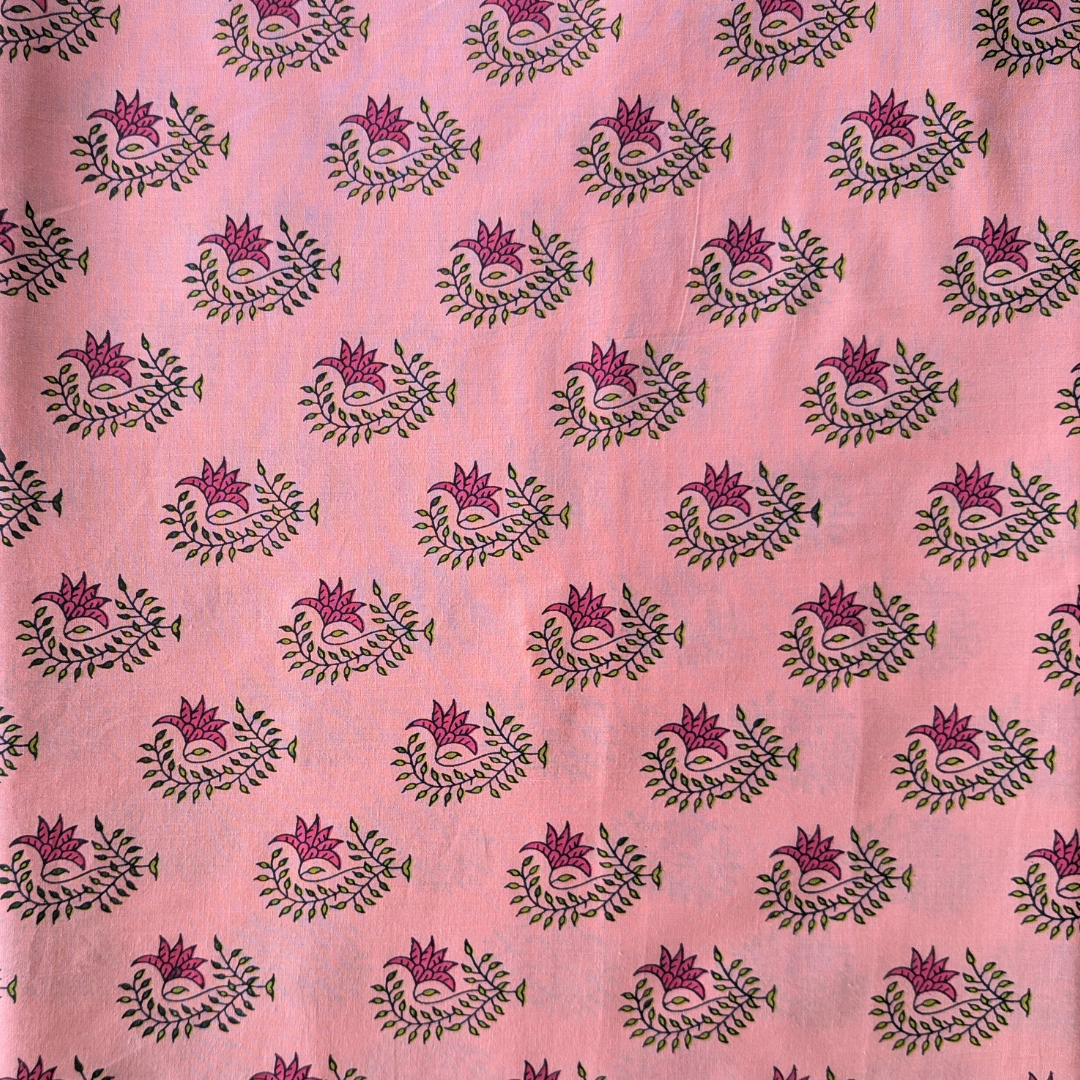 Rose pink printed Indian cotton