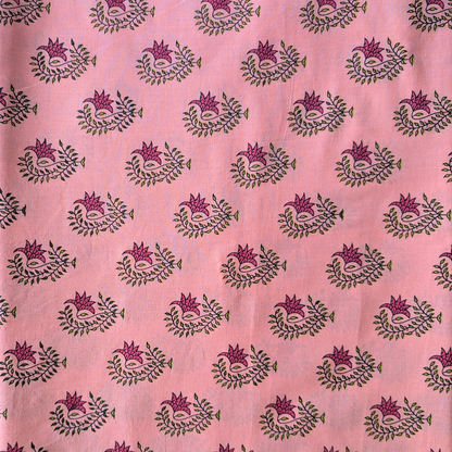 Rose pink printed Indian cotton