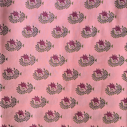 Rose pink printed Indian cotton