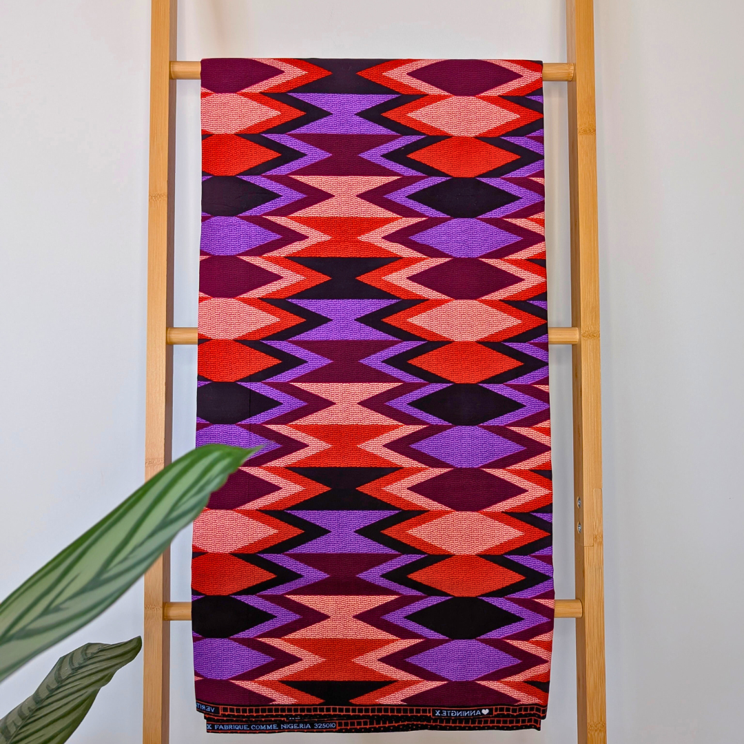 Purple geometric East African kitenge