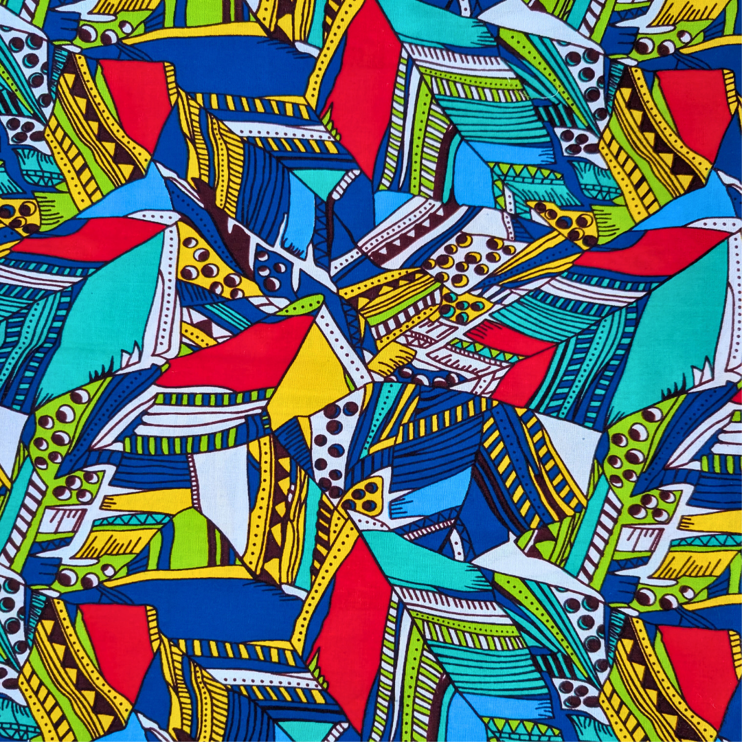 Multi-colour geometric East African Kitenge
