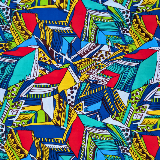 Multi-colour geometric East African Kitenge